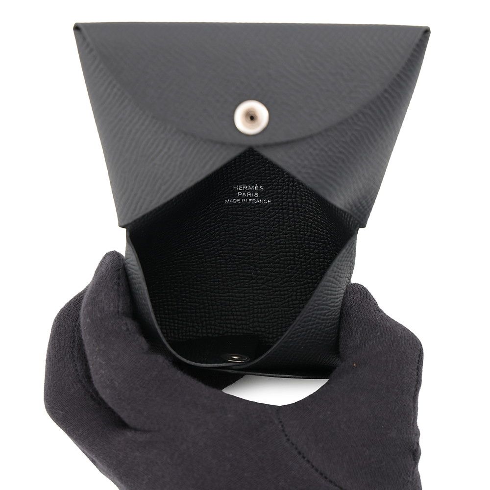 Hermes Card Case Calvi Black Epsom Business — view 5