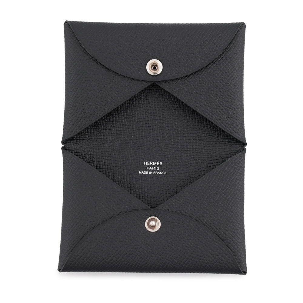 Hermes Card Case Calvi Black Epsom Business — view 4