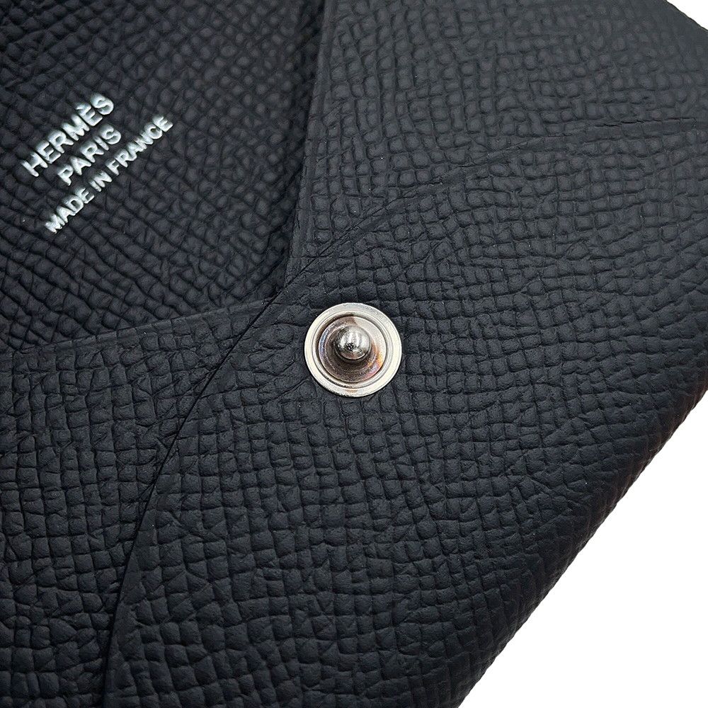 Hermes Card Case Calvi Black Epsom Business — view 6