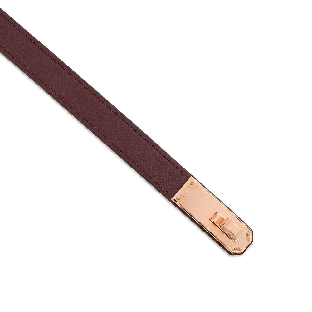 Hermes Kelly Belt Bordeaux Rose Azalea Pink Gold Epsom — view 5