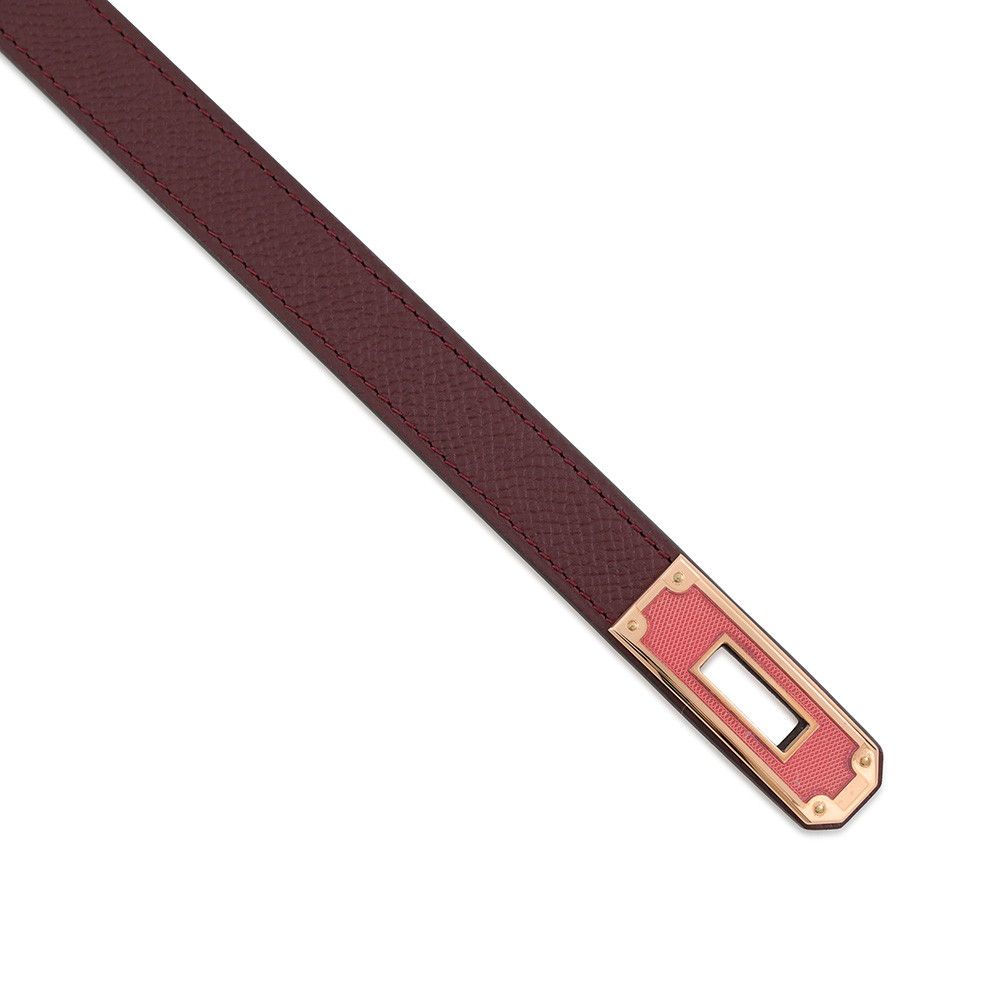 Hermes Kelly Belt Bordeaux Rose Azalea Pink Gold Epsom — view 4
