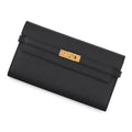 Hermes Wallet Kelly Long Black Gold Epsom