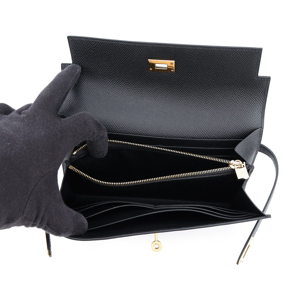 Hermes Wallet Kelly Long Black Gold Epsom — view 5