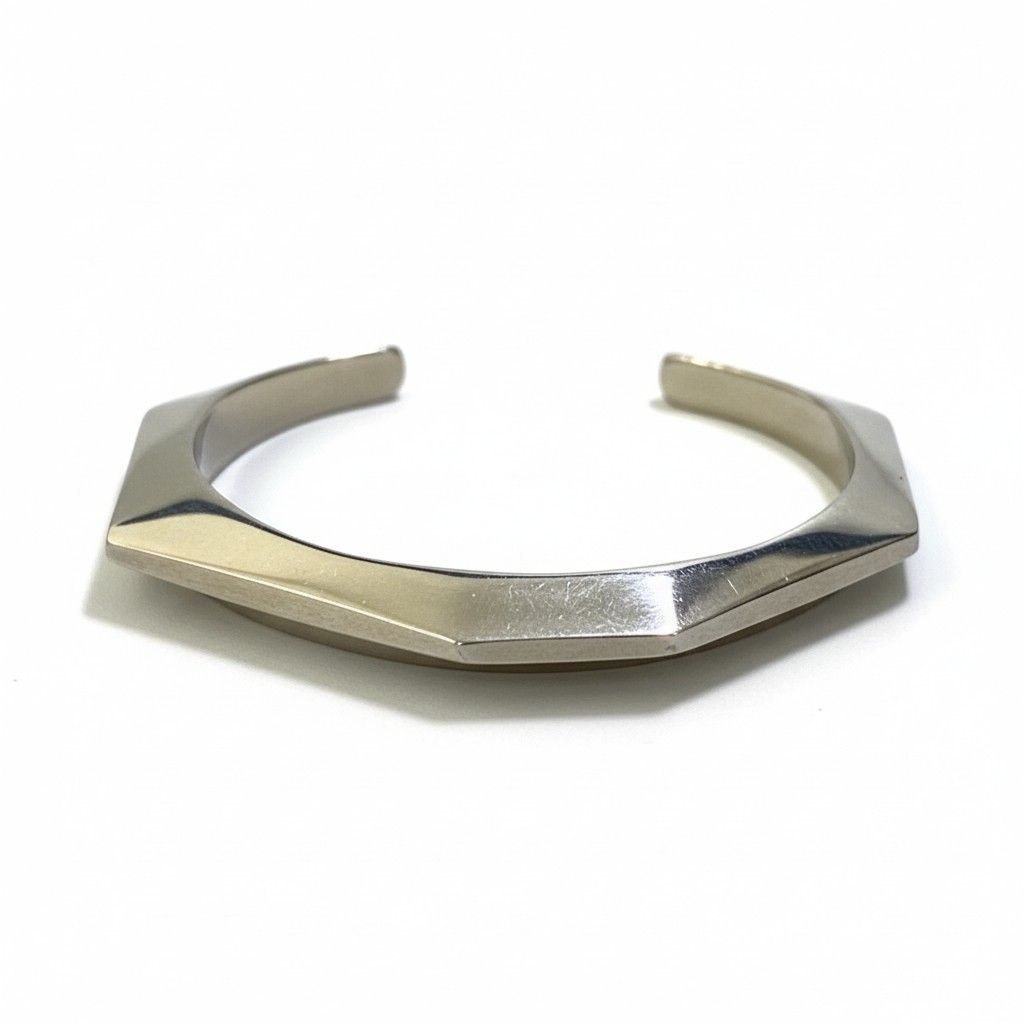 Bottega Veneta Facet Calf Bangle Silver Bracelet