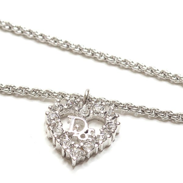 Dior Trotter Logo Heart Necklace Metal Silver — view 2