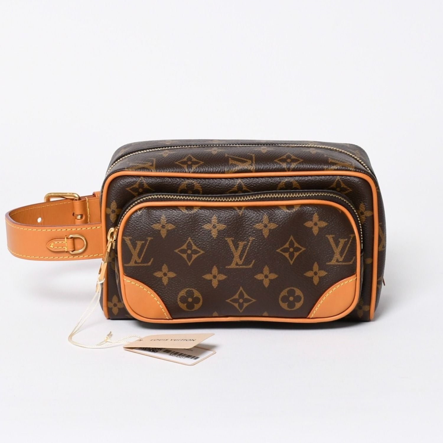 Louis Vuitton Locker Dopp Kit Cargo Clutch Handbag Brown Gold — view 2