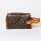 Louis Vuitton Locker Dopp Kit Cargo Clutch Handbag Brown Gold — view 3