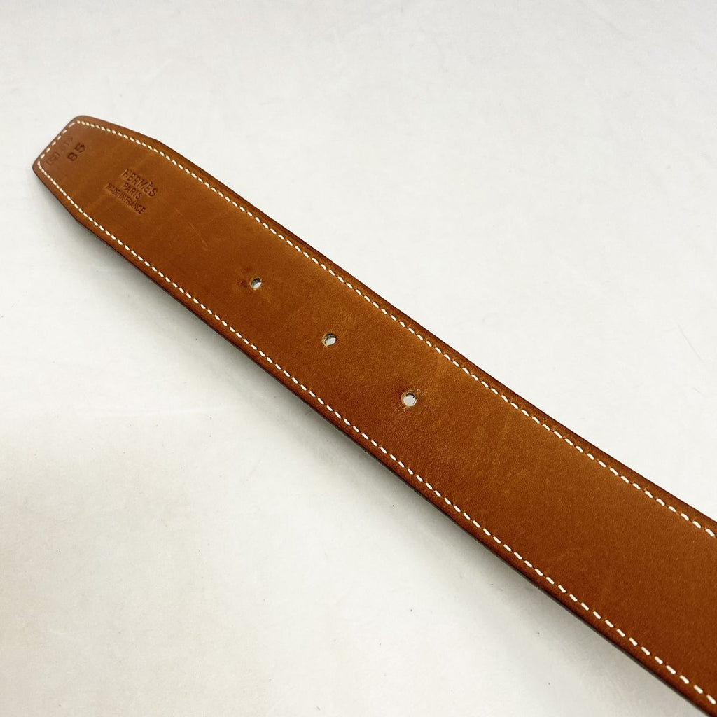 Hermes Belt Constance Box Calf Barenia Fauve Blue Navy Silver — view 6