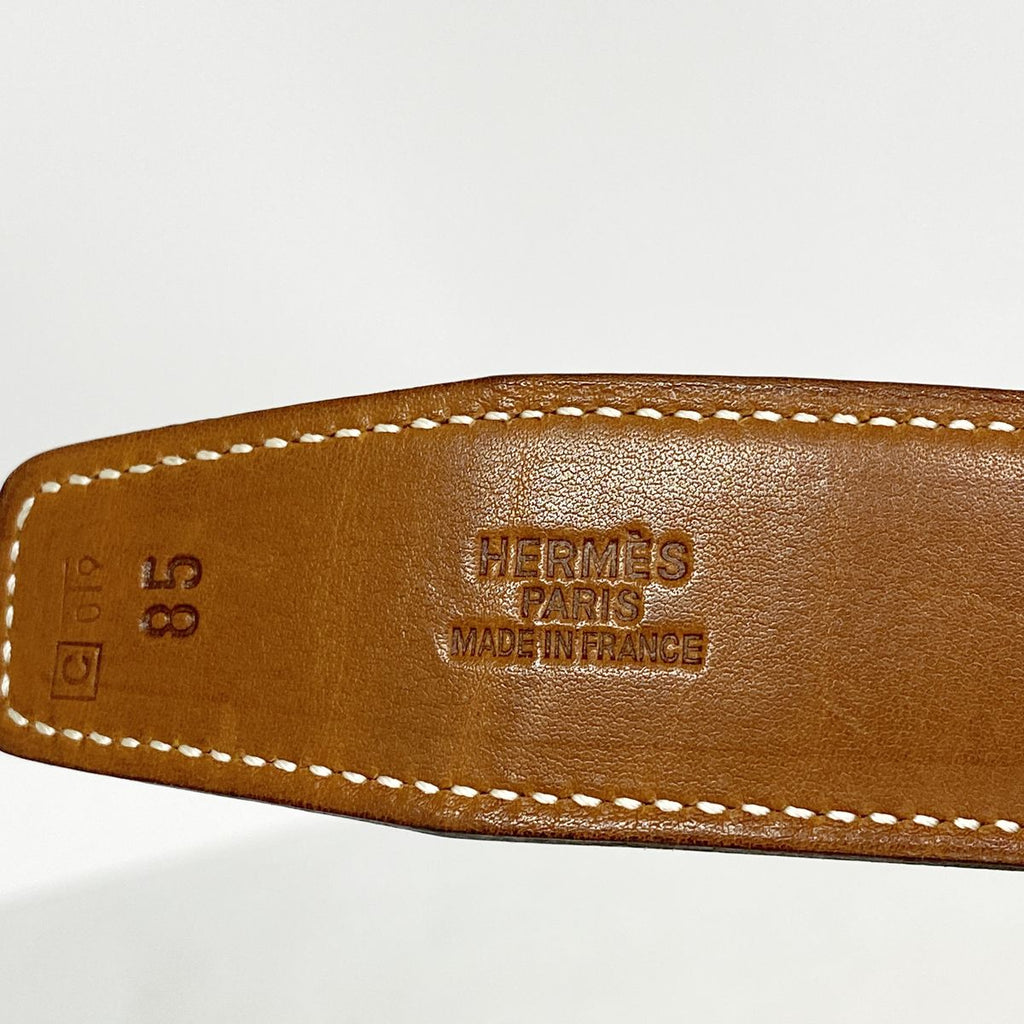 Hermes Belt Constance Box Calf Barenia Fauve Blue Navy Silver — view 2