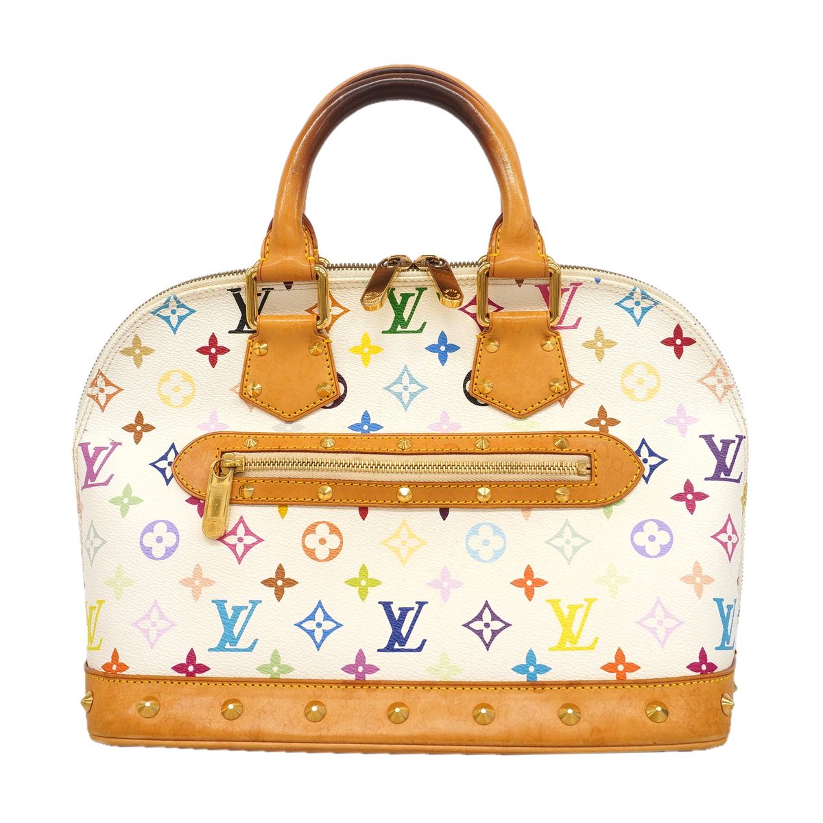 Louis Vuitton Handle Monogram Multicolor Alma PM Blanc Handbag