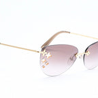 Louis Vuitton Desmayo Cat Eye Rimless Sunglasses Brown Monogram Flower Gold — view 3