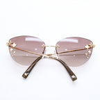 Louis Vuitton Desmayo Cat Eye Rimless Sunglasses Brown Monogram Flower Gold