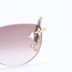 Louis Vuitton Desmayo Cat Eye Rimless Sunglasses Brown Monogram Flower Gold — view 7