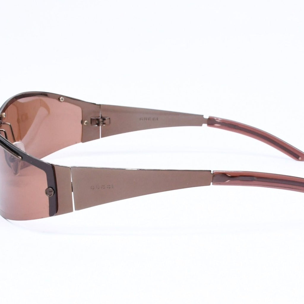 Gucci Shield Sunglasses Eyewear S Brown Metal — view 6