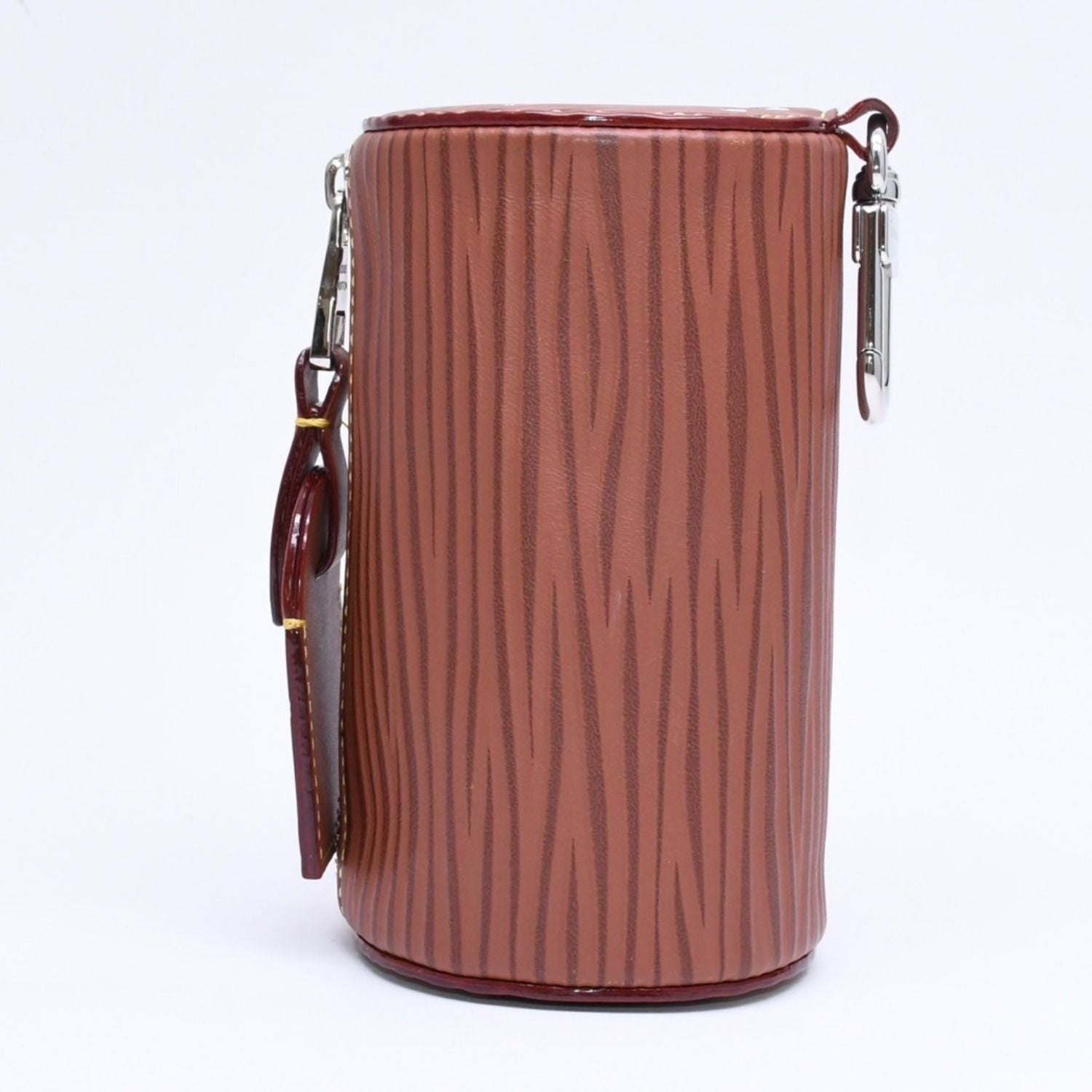 Louis Vuitton Bag Charm Mini Polochon Brown Epi XL Leather Silver — view 4
