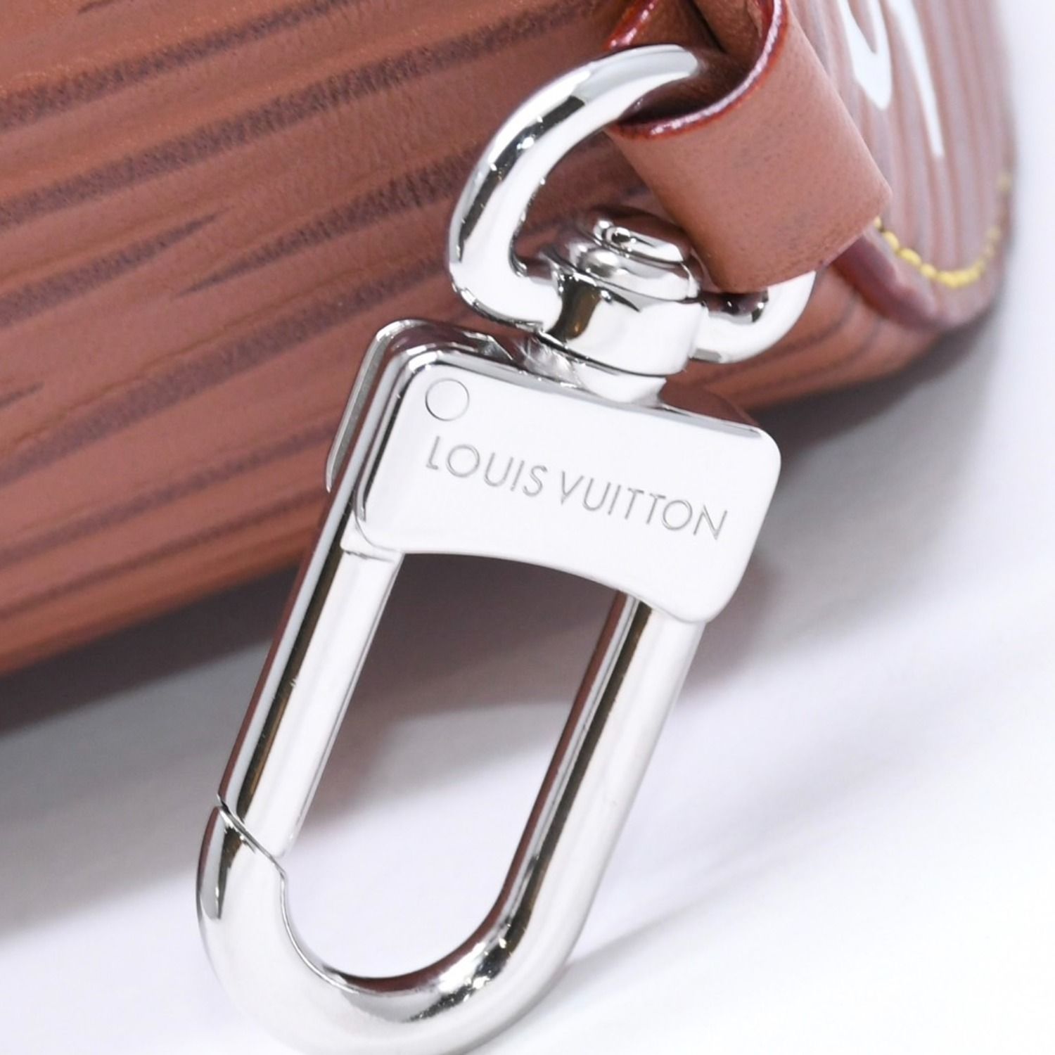 Louis Vuitton Bag Charm Mini Polochon Brown Epi XL Leather Silver — view 8