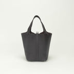 Hermes Picotin PM 18 PM Tote Bag Togo Raisin Purple Silver Handle — view 3