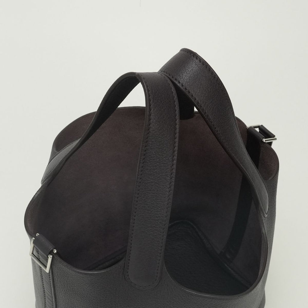 Hermes Picotin PM 18 PM Tote Bag Togo Raisin Purple Silver Handle — view 4