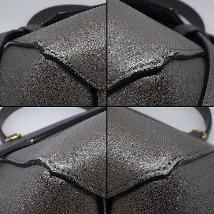 Celine Handle Shoulder Bag Mini Gray Calfskin Gold — view 7