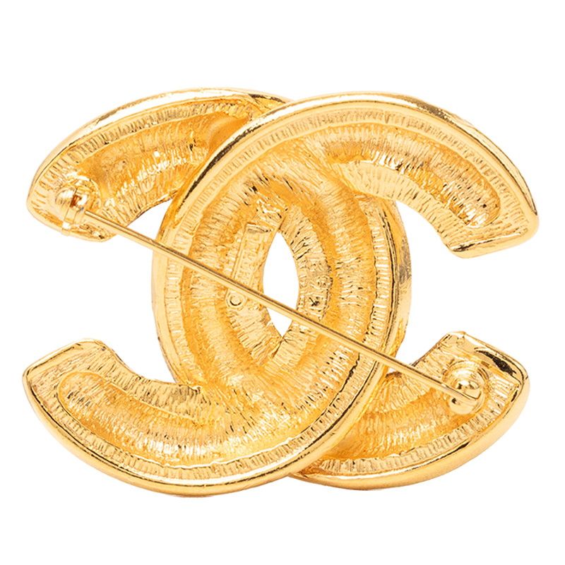 Chanel Vintage Quilted CC Logo Brooch Gold Plated — view 2