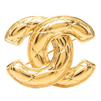Chanel Vintage Quilted CC Logo Brooch Gold Plated
