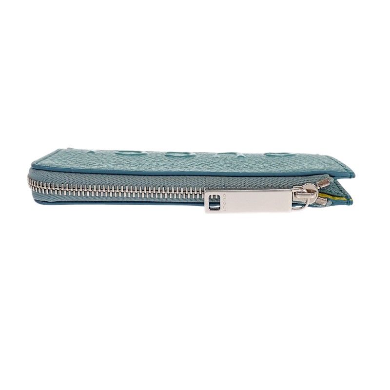 Gucci Logo Zip Card Case Coin Purse Wallet Leather Blue Yellow Silver — view 8