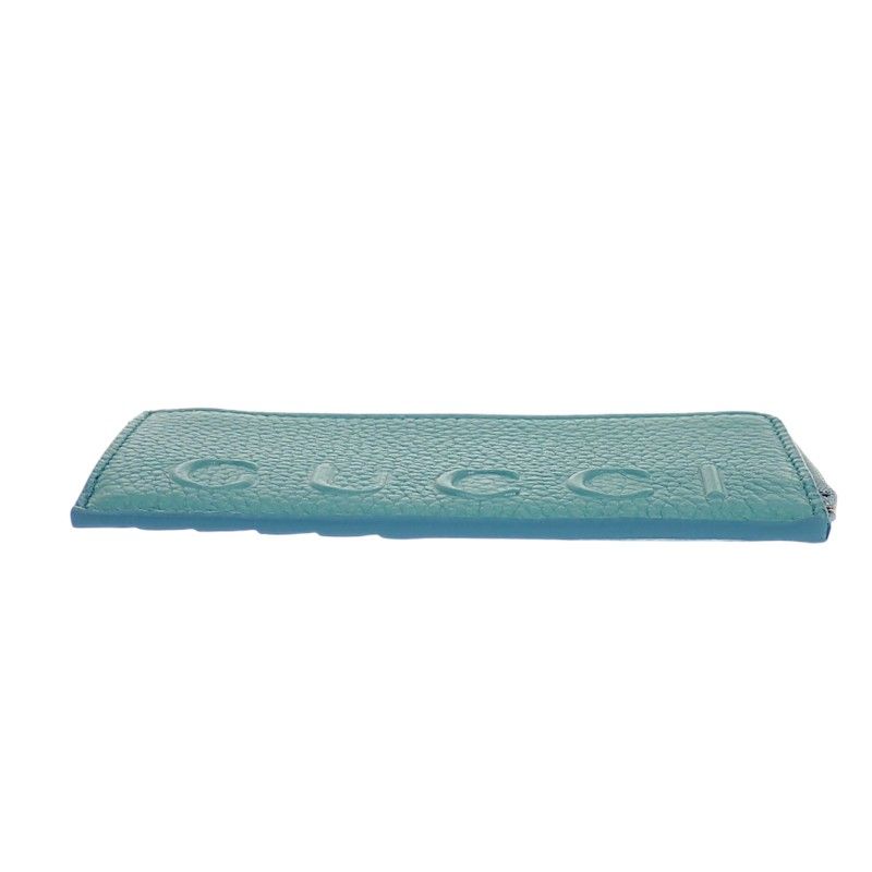 Gucci Logo Zip Card Case Coin Purse Wallet Leather Blue Yellow Silver — view 5