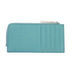 Gucci Logo Zip Card Case Coin Purse Wallet Leather Blue Yellow Silver — view 4