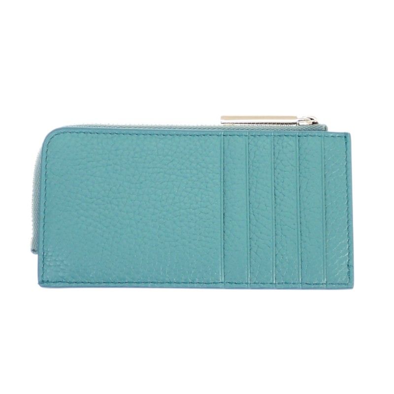 Gucci Logo Zip Card Case Coin Purse Wallet Leather Blue Yellow Silver — view 4