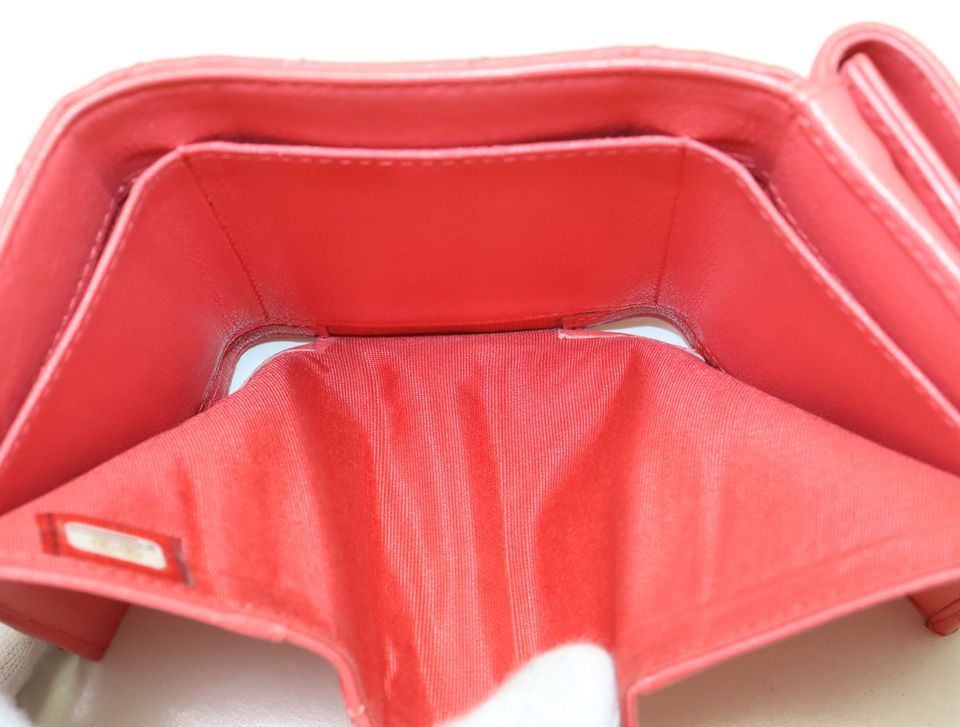 Chanel Mademoiselle Stitch Leather Pink Trifold Wallet — view 7