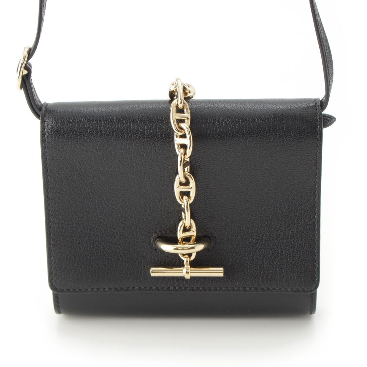 Hermes Chaine D'Ancre Chevre Chamkila Compact Wallet Shoulder Bag Coin Purse