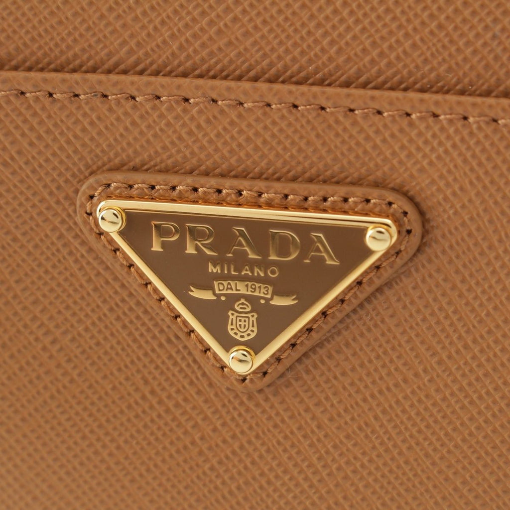 Prada Saffiano Logo Zip Wallet Brown — view 5