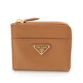 Prada Saffiano Logo Zip Wallet Brown
