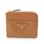 Prada Saffiano Logo Zip Wallet Brown