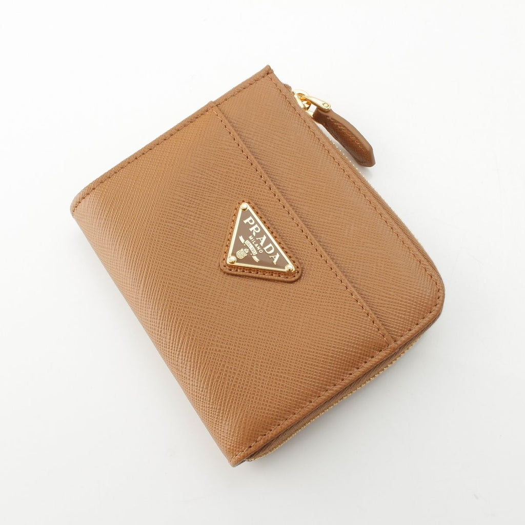 Prada Saffiano Logo Zip Wallet Brown — view 3