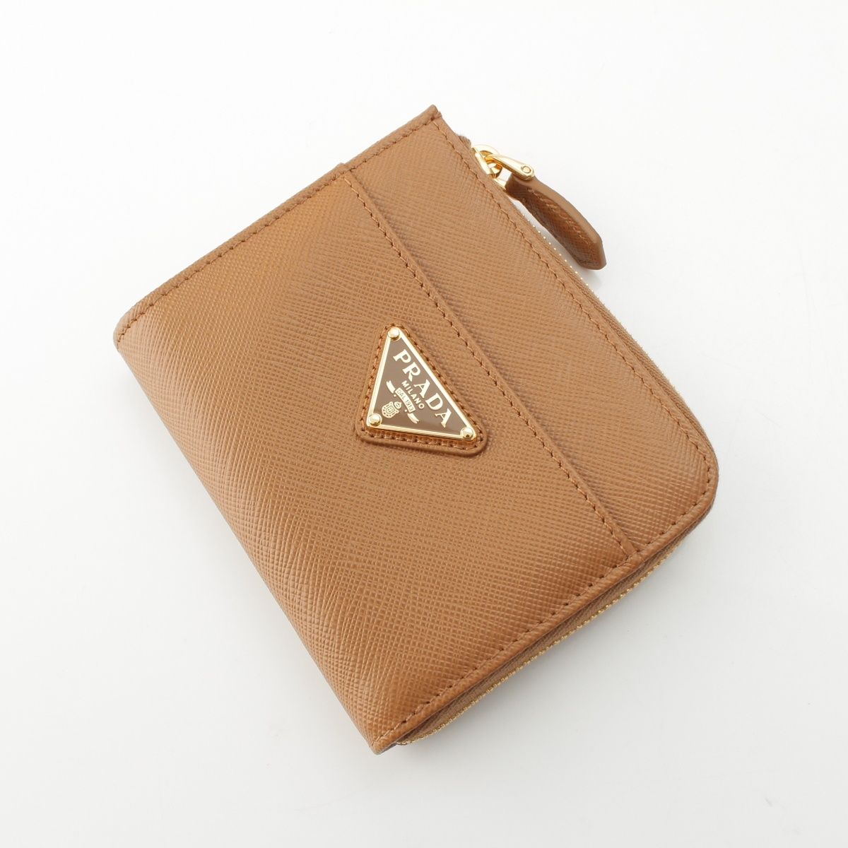 Prada Saffiano Logo Zip Wallet Brown — view 3