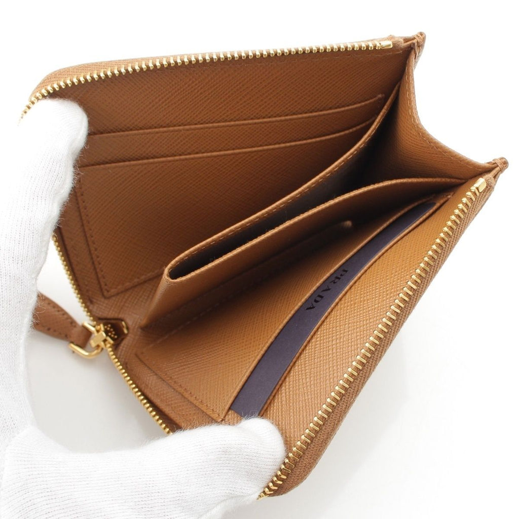 Prada Saffiano Logo Zip Wallet Brown — view 4