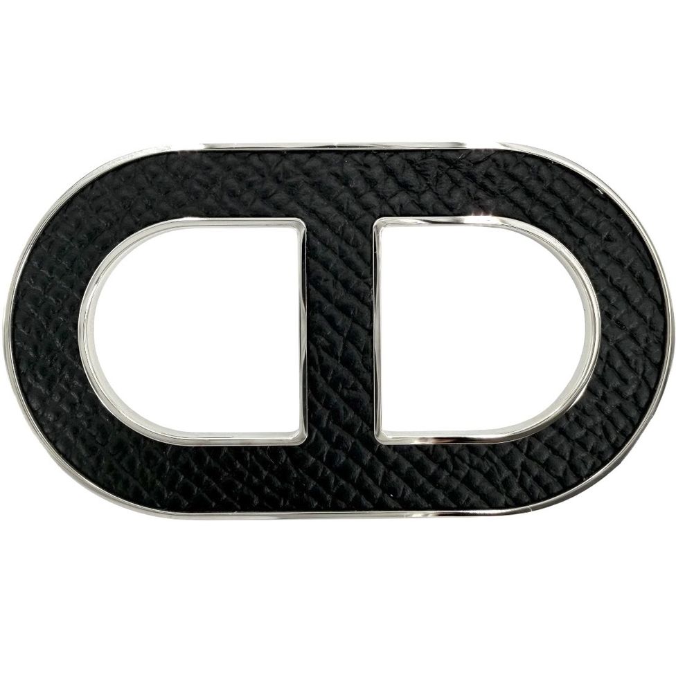 Hermes Brooch Chaine D'ancre Leather Black