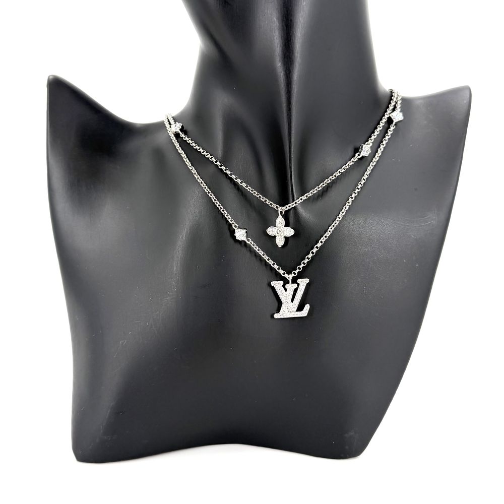 Louis Vuitton Necklace Chain Monogram with Adjustable Star Rhinestone Silver — view 3