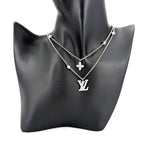 Louis Vuitton Necklace Chain Monogram with Adjustable Star Rhinestone Silver — view 3