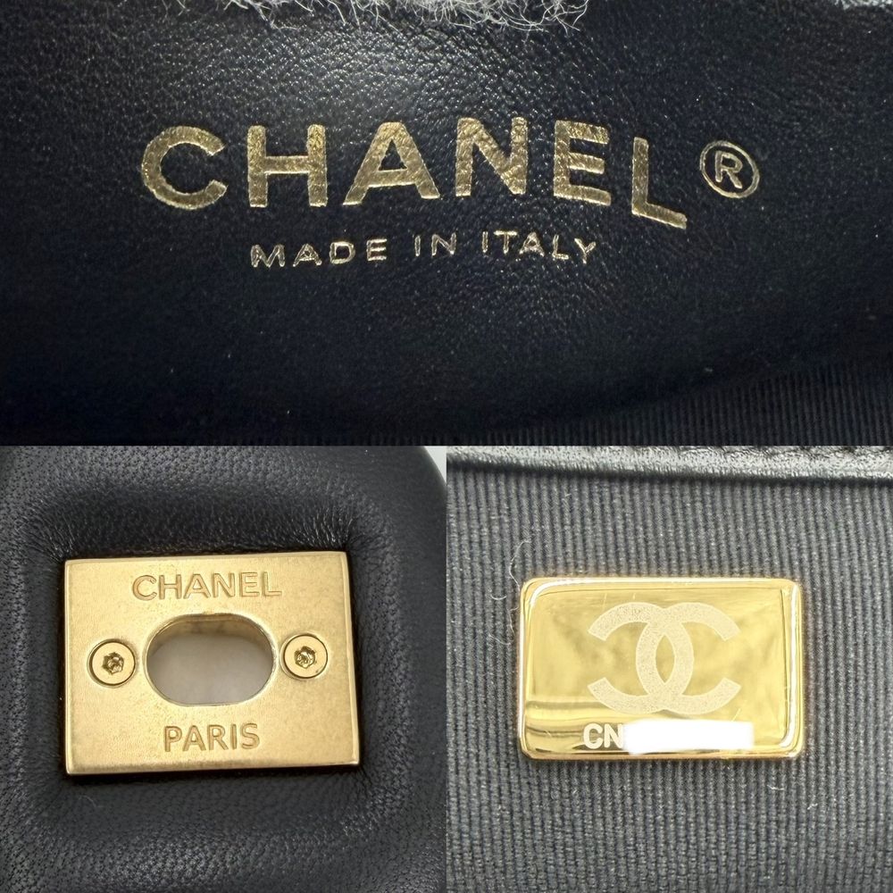 Chanel Shoulder Bag Quilted CC Logo Bag Crossbody Lambskin Black Gold — view 5