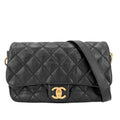 Chanel Shoulder Bag Quilted CC Logo Bag Crossbody Lambskin Black Gold