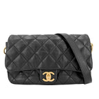 Chanel Shoulder Bag Quilted CC Logo Bag Crossbody Lambskin Black Gold