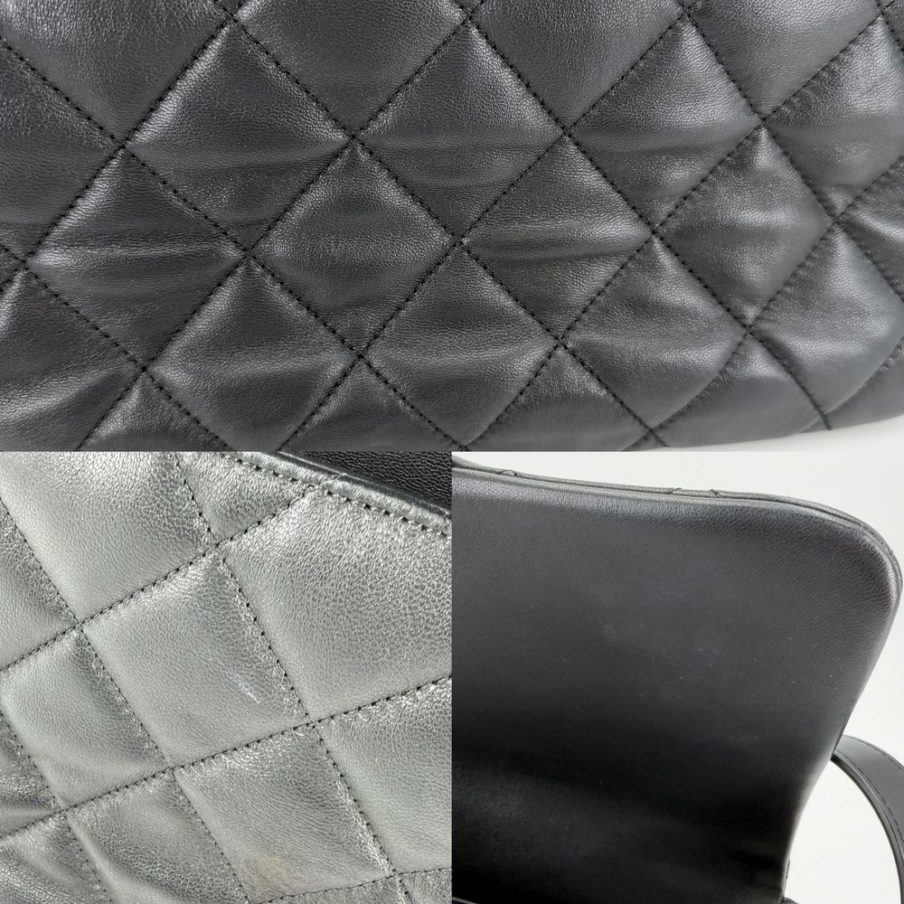 Chanel Shoulder Bag Quilted CC Logo Bag Crossbody Lambskin Black Gold — view 6