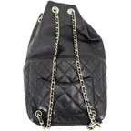 Chanel Backpack CC Logo Quilted Drawstring Leather Black Gold — view 2