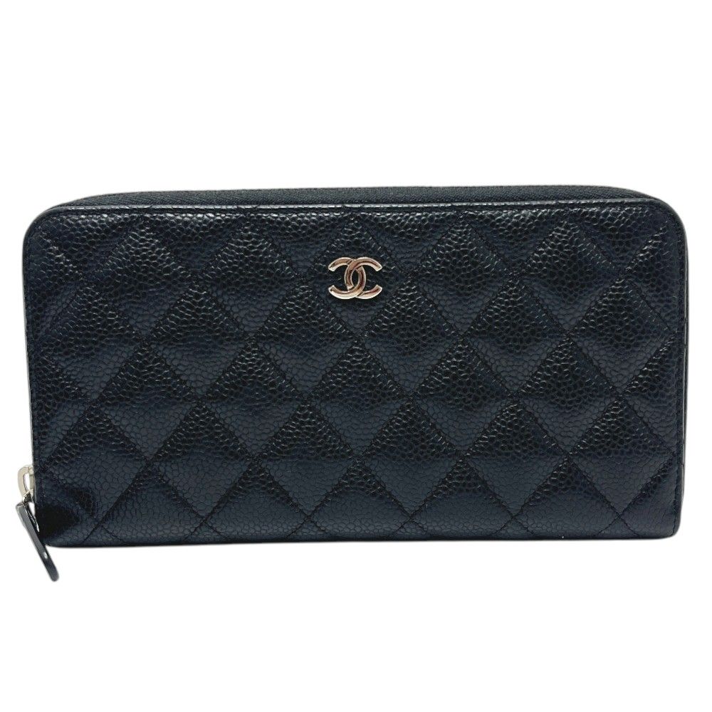 Chanel Wallet CC Logo Caviar Leather Black