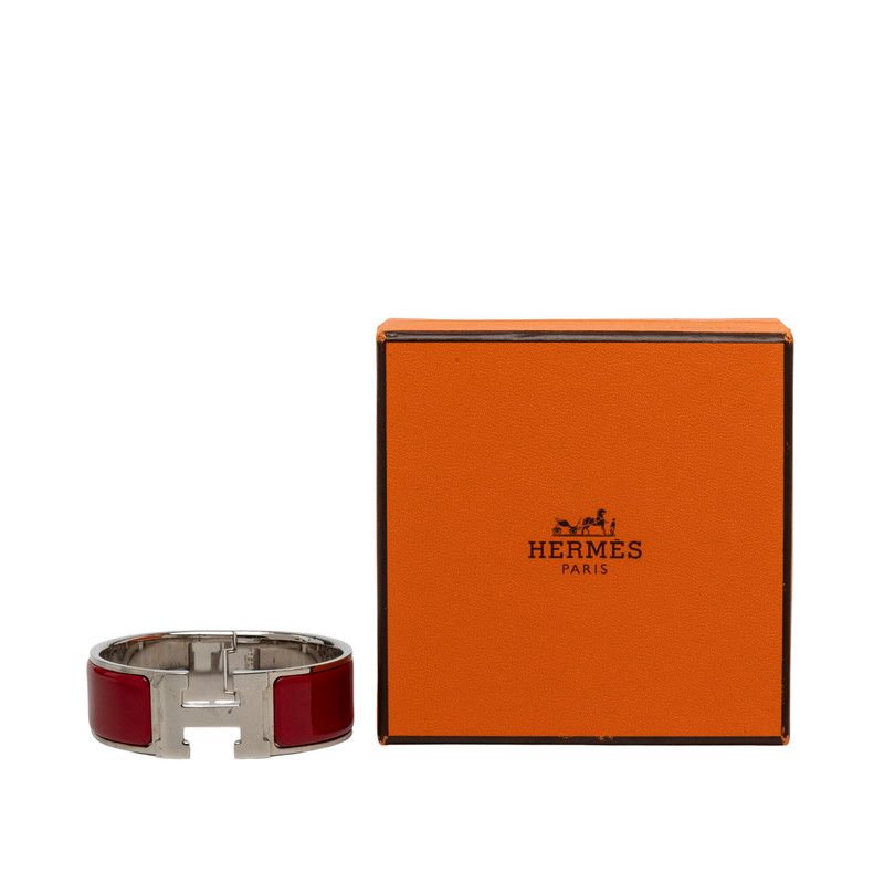 Hermes Clic Clac PM Bracelet Silver Red Metal Enamel — view 7