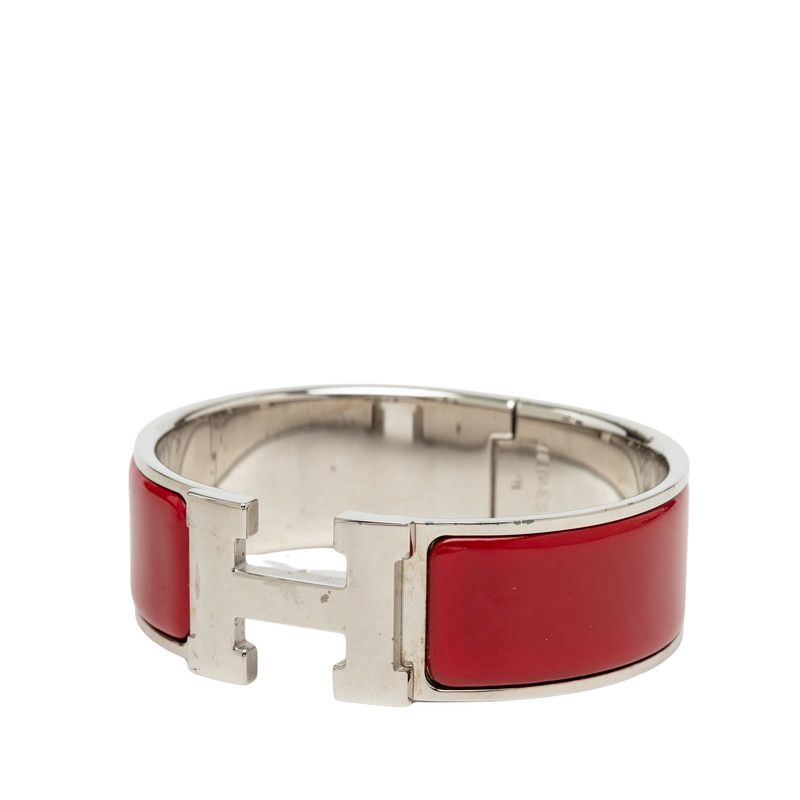 Hermes Clic Clac PM Bracelet Silver Red Metal Enamel — view 2