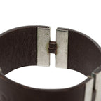 Chanel Logo Bracelet 00c Brown Silver Leather Metal — view 4