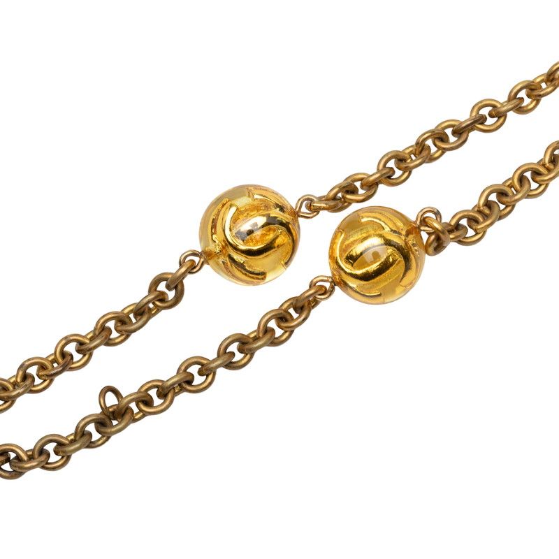 Chanel CC Logo Long Chain Necklace 25 Gold Plated — view 3